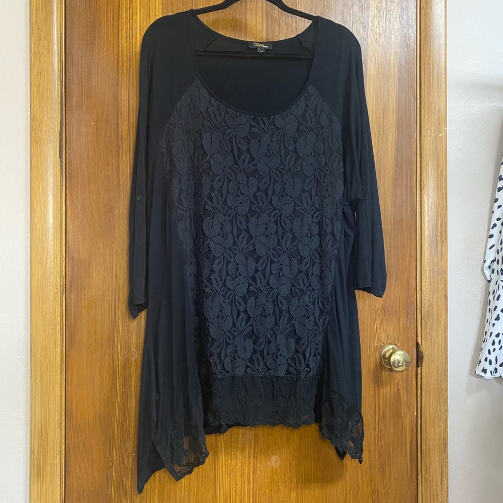 Black Lace Tunic Blouse size 2x
